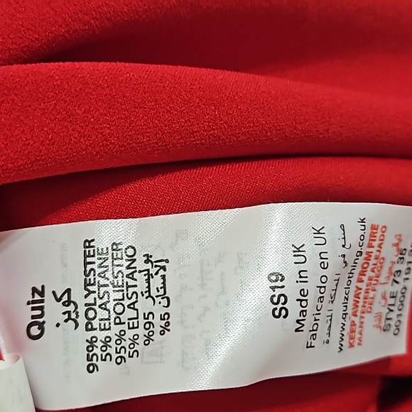 Quiz Off Shoulder Scuba Red Dress – Asymmetric Cut, Size (8-10) - Picture 7 of 11